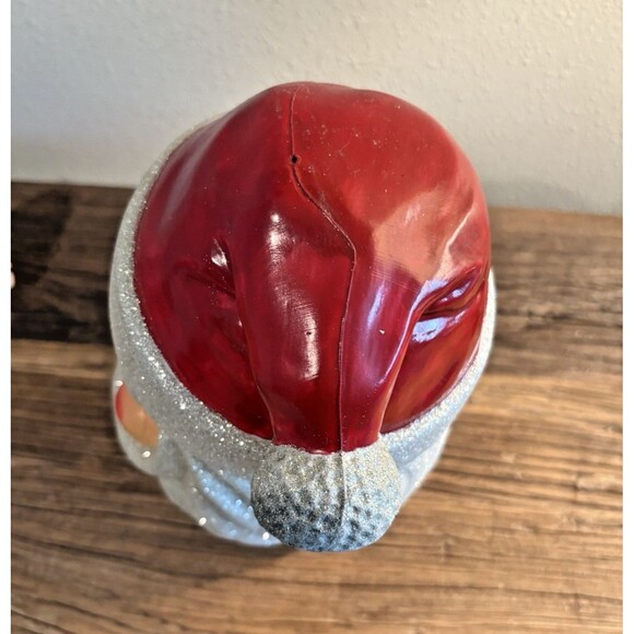 Vintage Blow Mold Christmas Santa Claus Head Glitter Used Nose Not Perfect - Picture 10 of 15